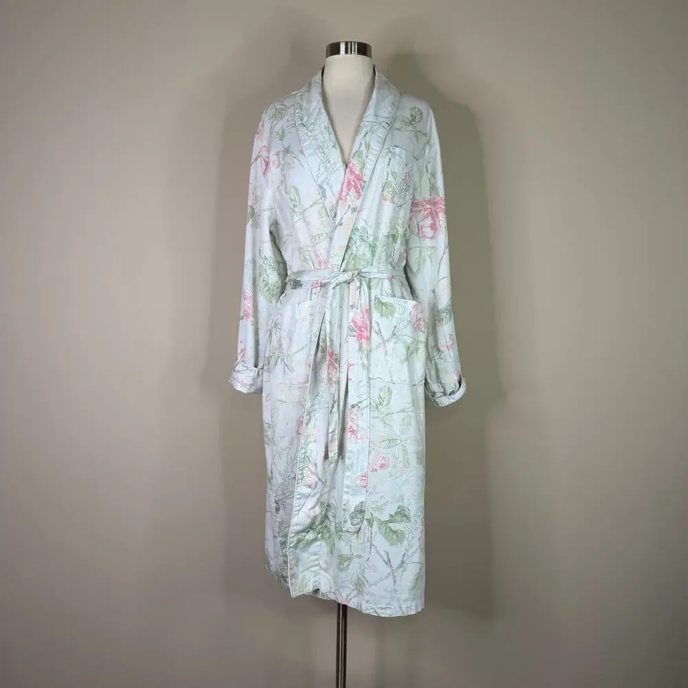 Vintage Lauren Ralph Lauren Floral Robe Cottagecore Dressing Gown Blue Pink L